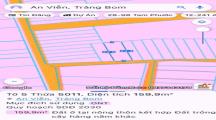Bán gấp lô đất thổ cư an viễn trảng bom 161m2 giá 1tỷ290